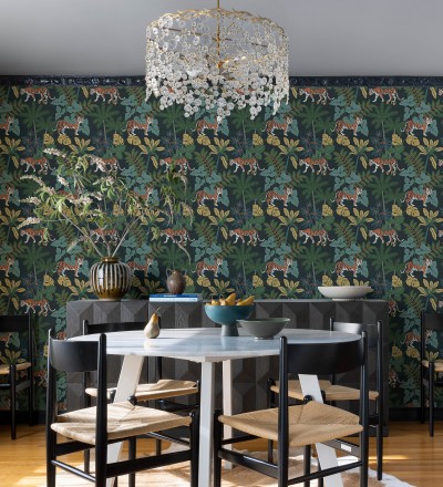 Papel pintado de tigres y flora tropical Tabora Jungle 682990