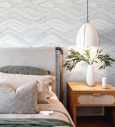 Papel pintado con olas en colores suaves de estilo contemporáneo Turner Waves 683038