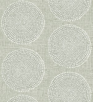 Papel pintado de circulo texturados estilo africano tonos verdes Maasai Circles 683092