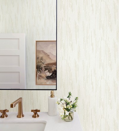 Papel pintado de arpillera con textura minimalista en dorado y gris claro Haarlem Weft 683119