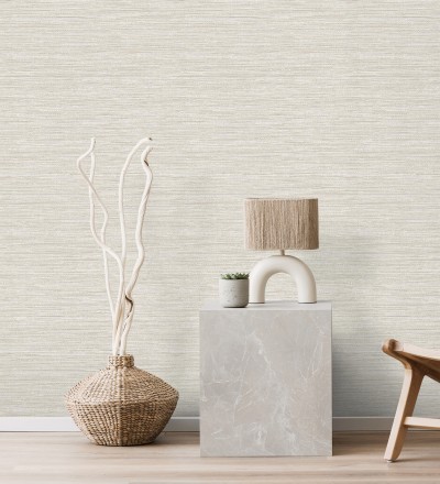 Papel pintado fibra vegetal microtexturada en tonos beige tostado Sahara Weave 683134
