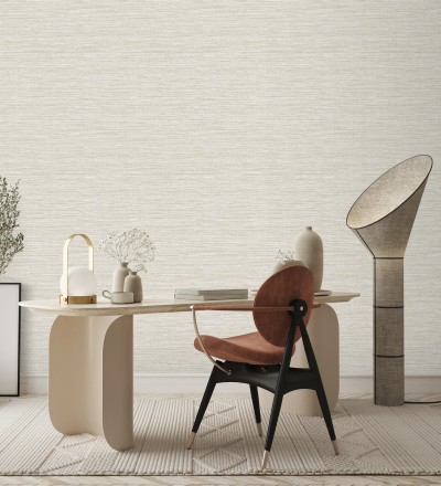 Papel pintado fibra vegetal microtexturada en tonos beige tostado Sahara Weave 683134