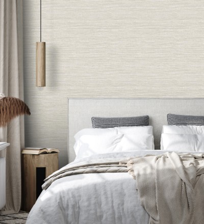 Papel pintado fibra vegetal microtexturada en tonos beige tostado Sahara Weave 683134