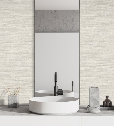 Papel pintado fibra vegetal microtexturada en tonos beige tostado Sahara Weave 683134