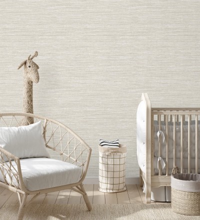 Papel pintado fibra vegetal microtexturada en tonos beige tostado Sahara Weave 683134