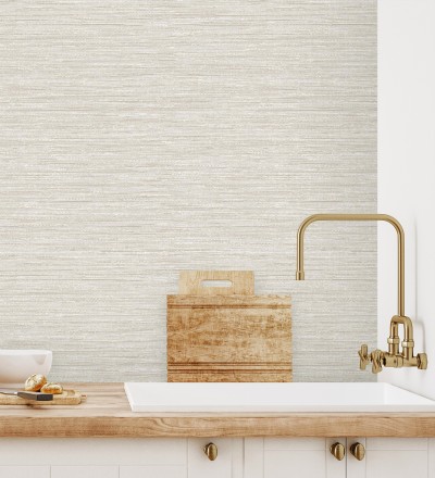 Papel pintado fibra vegetal microtexturada en tonos beige tostado Sahara Weave 683134