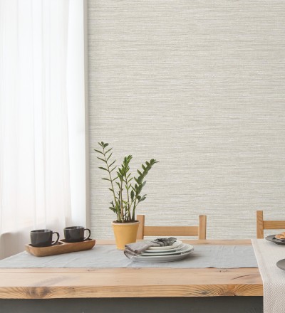 Papel pintado fibra vegetal microtexturada en tonos beige tostado Sahara Weave 683134