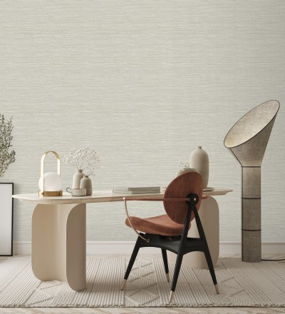 Papel pintado fibra vegetal microtexturada en tonos gris cálido Sahara Weave 683141