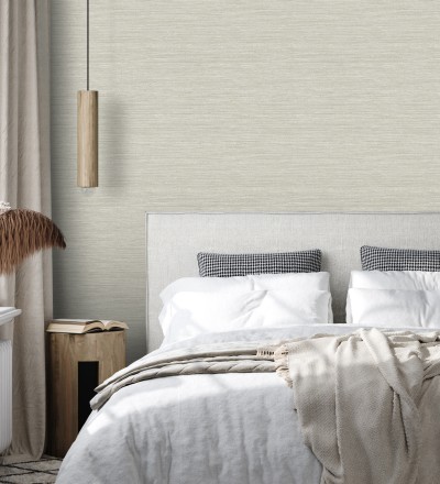 Papel pintado fibra vegetal microtexturada en tonos gris cálido Sahara Weave 683141