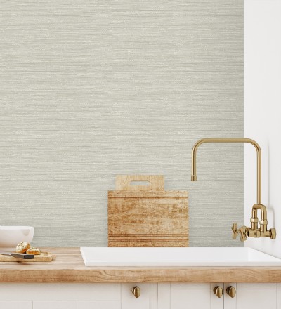 Papel pintado fibra vegetal microtexturada en tonos gris cálido Sahara Weave 683141