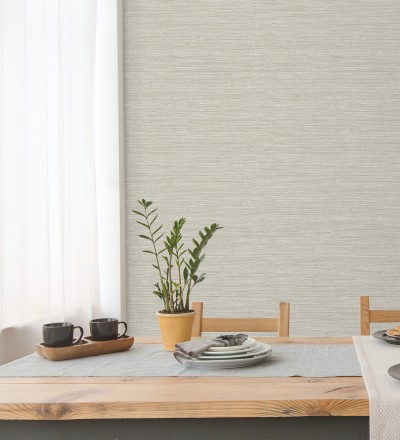 Papel pintado fibra vegetal microtexturada en tonos gris cálido Sahara Weave 683141