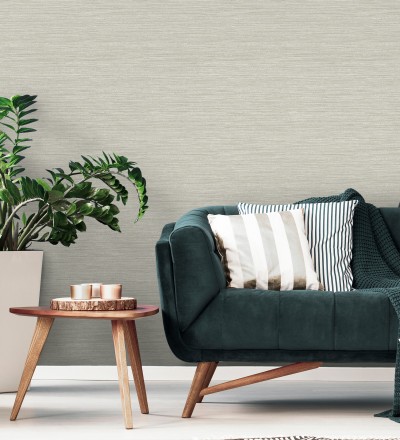 Papel pintado fibra vegetal microtexturada en tonos gris cálido Sahara Weave 683141
