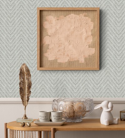 Papel pintado de espigas efecto fibra vegetal tonos gris visón Mumbai Wide 683187