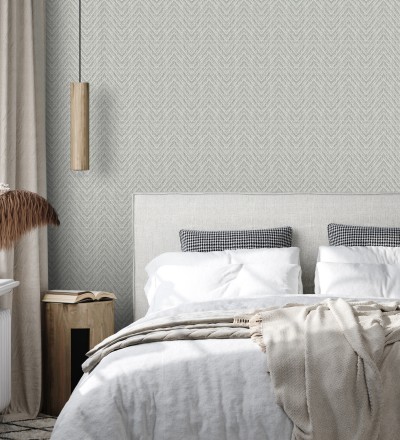 Papel pintado de espigas efecto fibra vegetal tonos gris visón Mumbai Wide 683187