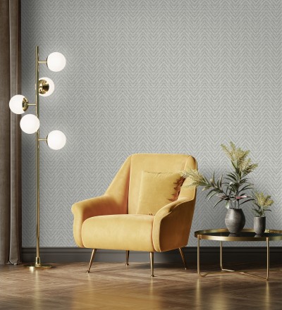 Papel pintado de espigas efecto fibra vegetal tonos gris visón Mumbai Wide 683187