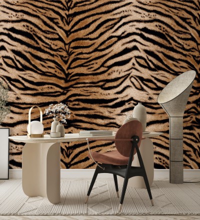 Papel pintado mural imitación a piel de tigre en tonos naturales Wild Tiger 683225