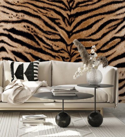 Papel pintado mural imitación a piel de tigre en tonos naturales Wild Tiger 683225