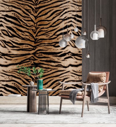 Papel pintado mural imitación a piel de tigre en tonos naturales Wild Tiger 683225