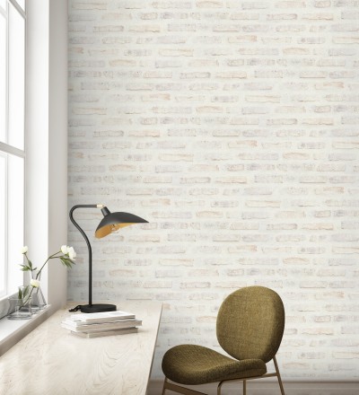 Papel pintado imitación ladrillo desgastado tonos cálidos Philadelphia Brick 683257