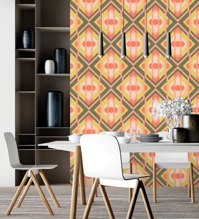 Papel pintado geométrico retro con formas angulares Caleido Pop 683324