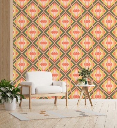 Papel pintado geométrico retro con formas angulares Caleido Pop 683324