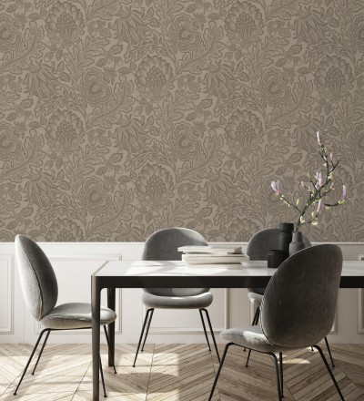 Papel pintado de flores y hojas con estilo refinado y atemporal Goa Leaves 683345