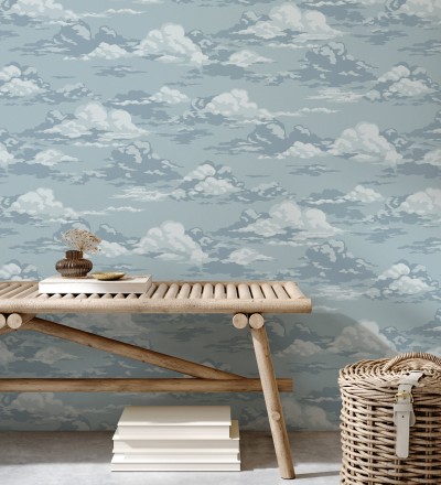 Papel pintado de nubes estilizadas en tonos relajante azules claros Clouds Serenity 683415