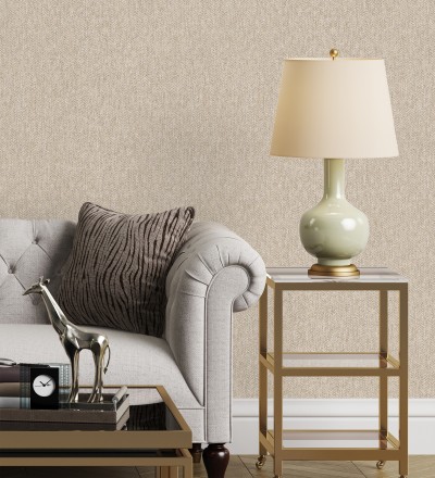 Papel pintado de espigas sobre tejido jaspeado en tonos beige tostado Charleston Spike 683432