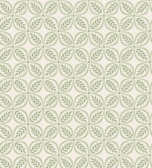 Papel pintado con motivo botánico con formas geométricas color verde William Mosaic 683439