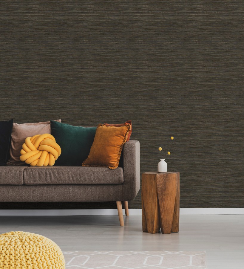 Papel pintado imitación fibra vegetal color chocolate  Manila Modern Fibers 682925