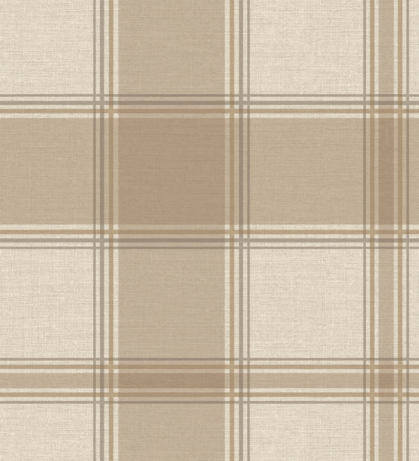 Papel pintado de cuadros escoceces en textura lino estilo natural  Scottish Harland 683398