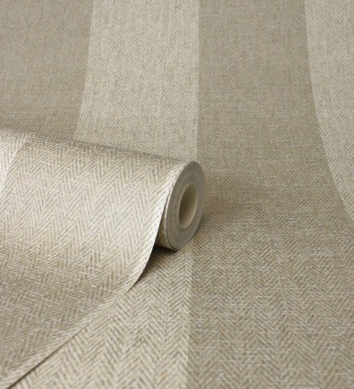 Papel pintado de rayas fondo de espiga en tonos beige Chevron Spencer 683560
