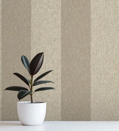 Papel pintado de rayas fondo de espiga en tonos beige Chevron Spencer 683560