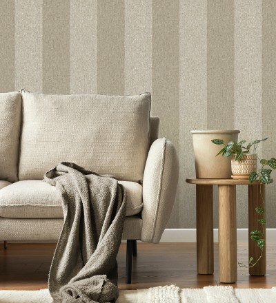 Papel pintado de rayas fondo de espiga en tonos beige Chevron Spencer 683560
