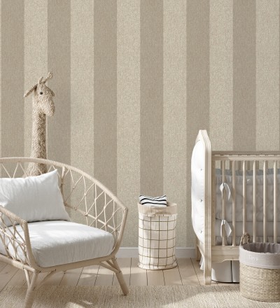 Papel pintado de rayas fondo de espiga en tonos beige Chevron Spencer 683560