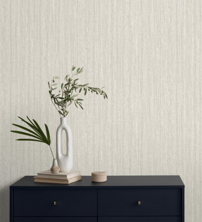 Papel pintado con efecto textil entrelazado en relieve tonos beige claro Liss Thread 683574