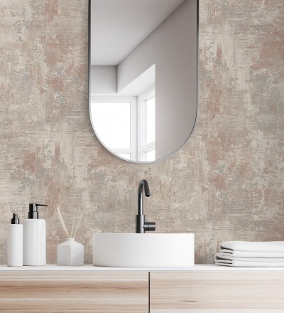 Papel pintado con efecto cemento y óxido en relieve en tonos tierra Timanfaya Relief 683599
