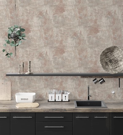 Papel pintado con efecto cemento y óxido en relieve en tonos tierra Timanfaya Relief 683599