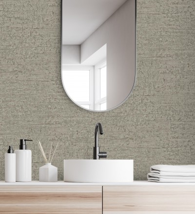 Papel pintado con textura de piedra natural en tonos visón Onyx Mineral 683605