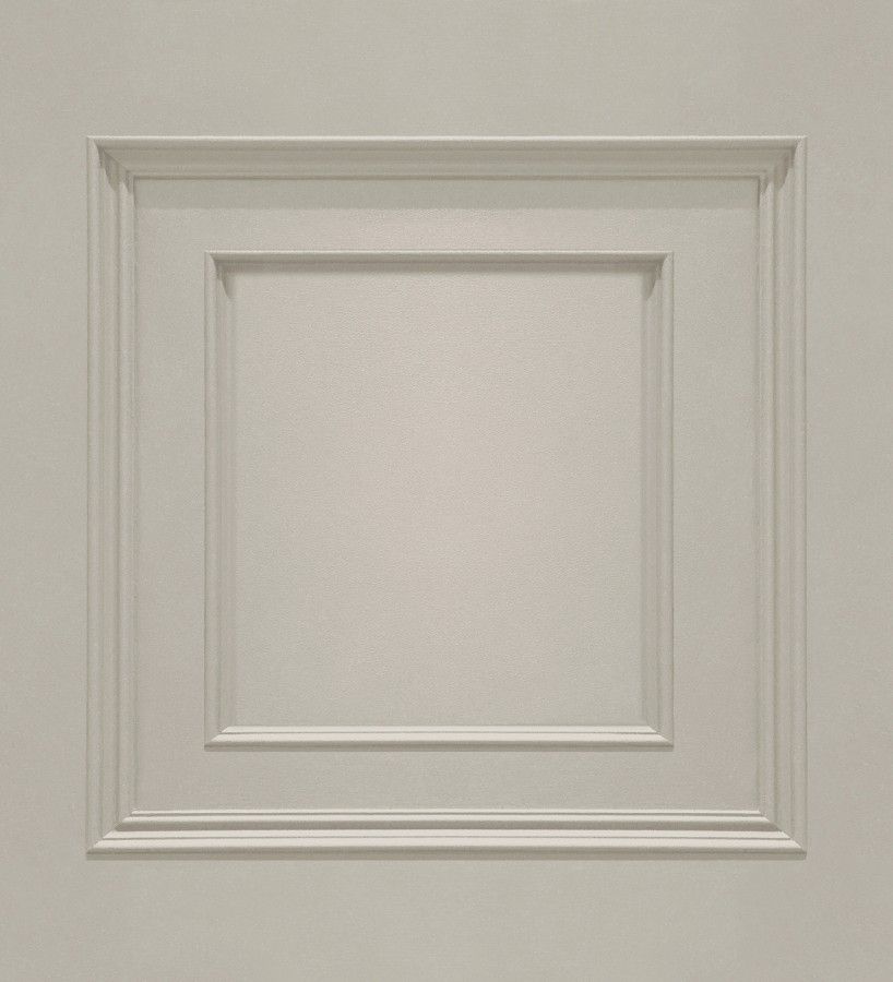 Papel pintado con efecto visual de casetones de madera color beige sin relieve  Hampton Frame 683594