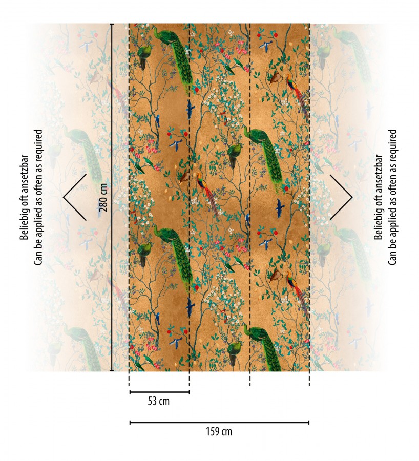 Papel pintado mural de pavos reales y aves exóticas  African Oasis 683236