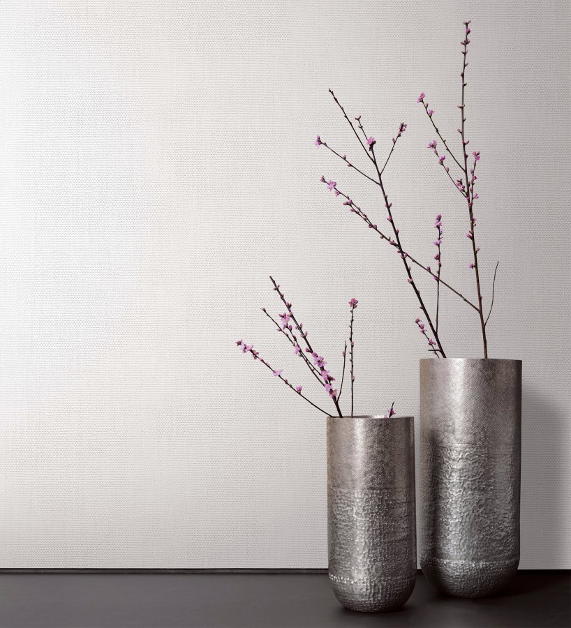 Papel pintado efecto textil blanco roto con textura en relieve  Renzo Texture 128788