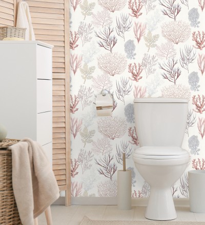 Papel pintado de corales marinos texturizado en tejido de fibras de lienzo Baltic Forest 126562