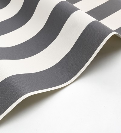 Papel pintado de rayas textura lienzo color blanco y negro Raya Orellana 128375
