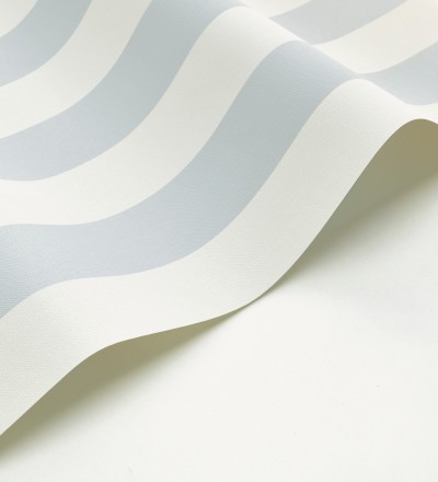 Papel pintado de rayas textura lienzo color celeste grisáceo y blanco Raya Orellana 231919